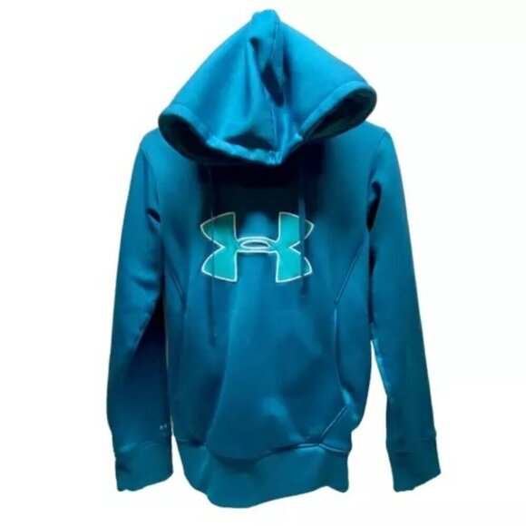 Under Armour Storm Hoodie Ladies XS Blue/Green Activewear Top UA Teal Logo GUC - Picture 1 of 11